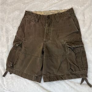 VTG Y2K 90s A&F Twill Cargo Shorts Brown Military Paratrooper Men 33 (36) *read*